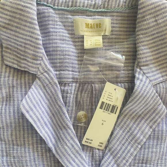 NWT $80 Anthropologie Linen Blend Maeve Felicity Sleeveless Top Blue Motif - Picture 4 of 7